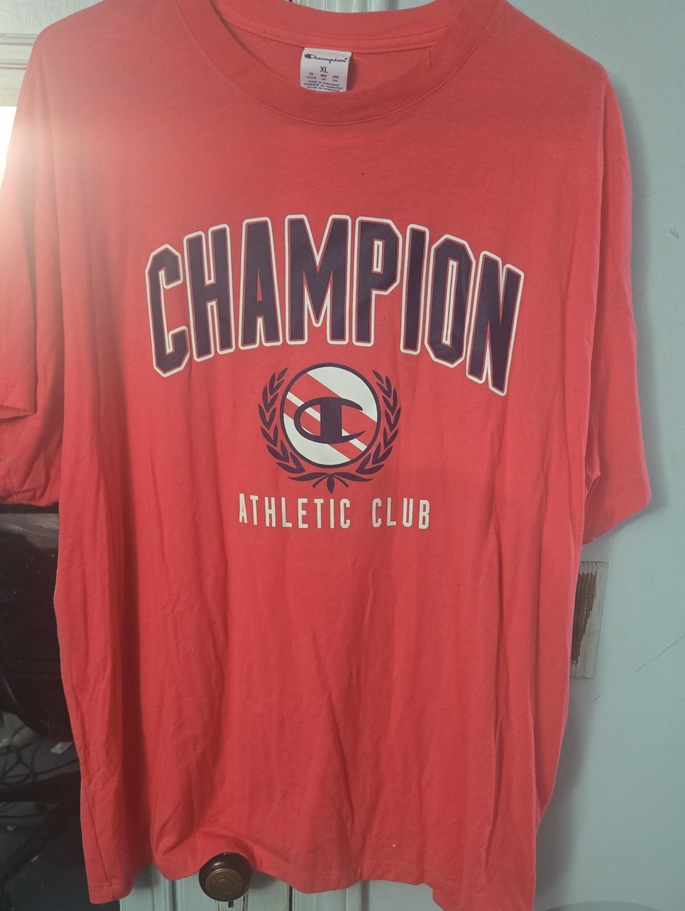 Champion Coral Red Athletic Club Short Sleeve Tee